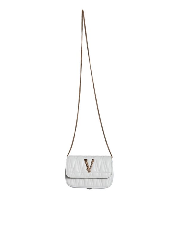 Versace White Quilted Nappa Leather Crossbody Shoulder Bag - Image 2