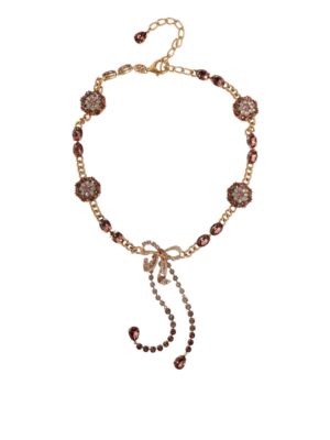 Dolce & Gabbana Gold Tone Brass Crystal Embellished Belt