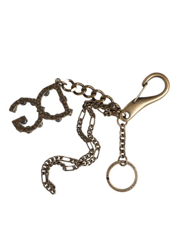 Dolce & Gabbana Silver Tone Metal DG Logo Crystal Keychain Keyring - Image 4