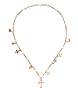 Dolce & Gabbana Gold Tone Brass Chain Religious Cross Pendant Necklace
