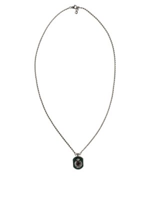 Dolce & Gabbana Sterling Silver 925 Chain Bar Gem Pendant Logo Necklace