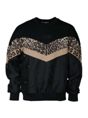 Dolce & Gabbana Black Leopard Crew Neck Sweatshirt Sweater