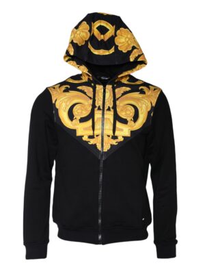 Versace Black Medusa Print Cotton Full Zip HoodieSweatshirt Sweater