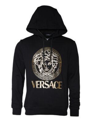 Versace Black Medusa Print Cotton HoodiePullover Sweatshirt Sweater