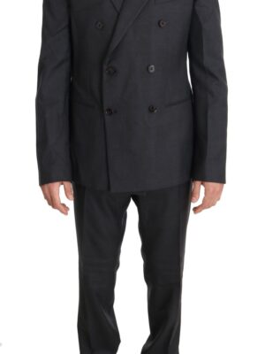 Dolce & Gabbana Elegant Gray Double Breasted Wool Silk Suit
