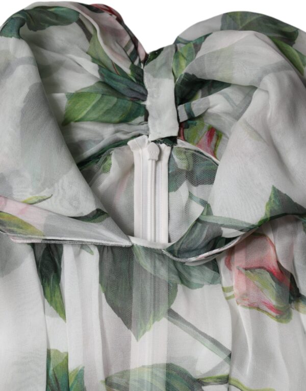 Dolce & Gabbana White Silk Floral Print Long Maxi Dress - Image 6