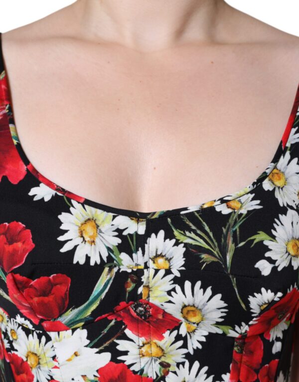 Dolce & Gabbana Black Floral Silk Sleeveless Long Gown Dress - Image 5