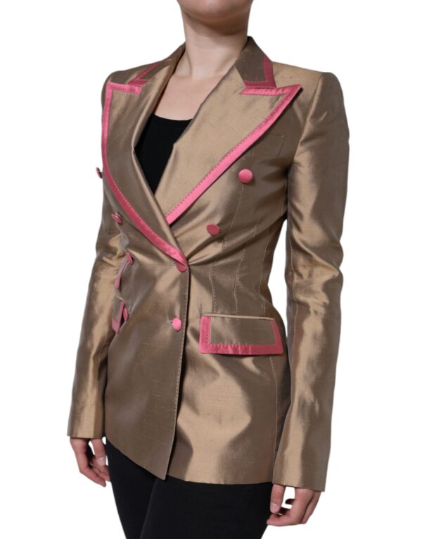 Dolce & Gabbana Metallic Brown Double Breasted Blazer Jacket - Image 3