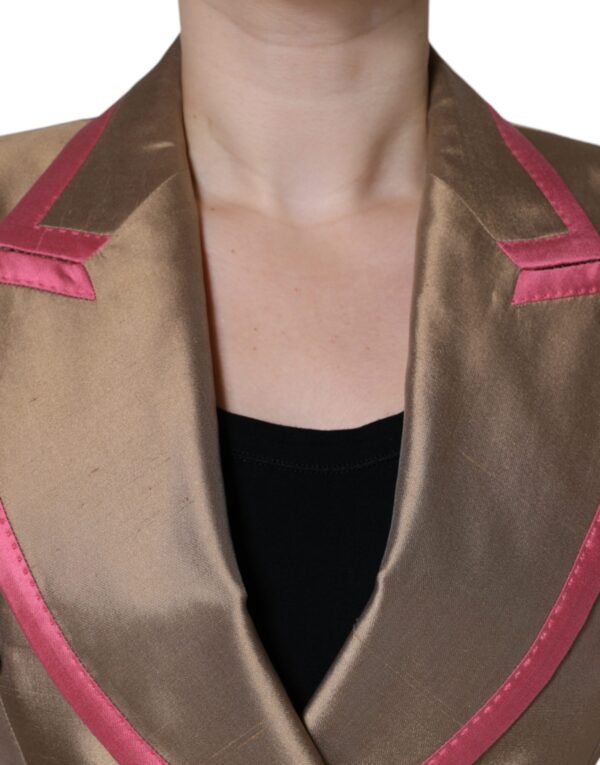 Dolce & Gabbana Metallic Brown Double Breasted Blazer Jacket - Image 5