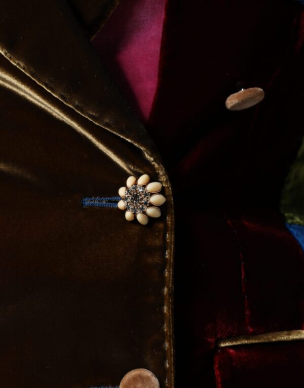 Dolce & Gabbana Multicolor Double Breasted Patchwork Blazer Jacket - Image 8