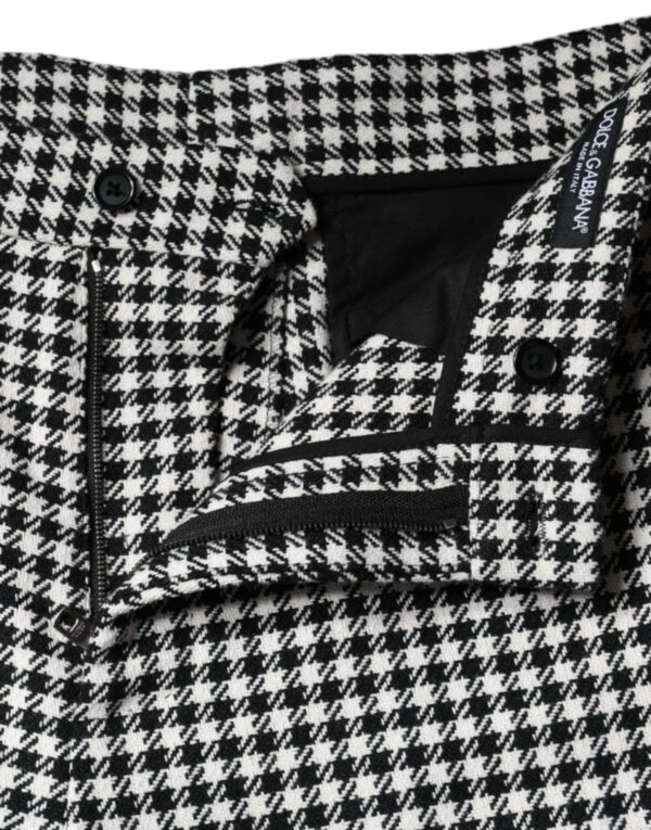 Dolce & Gabbana Black White Houndstooth Cropped Wide Leg Pants - Image 6