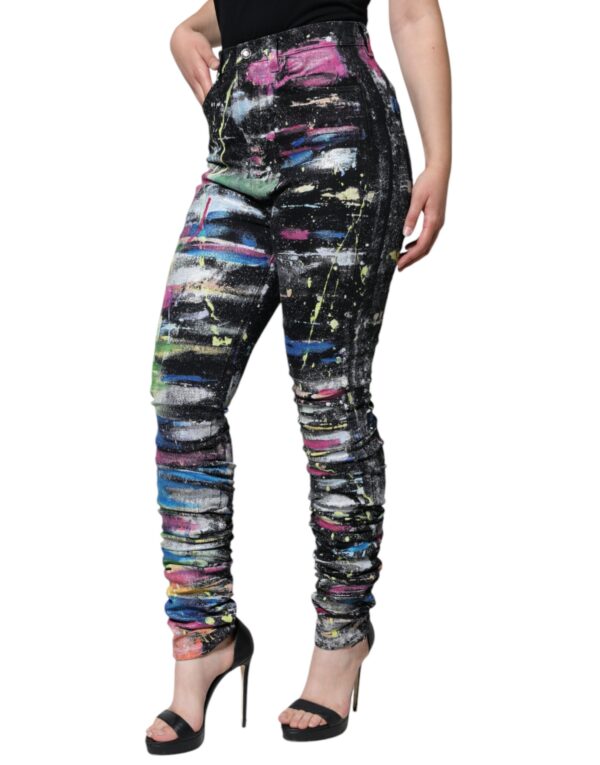Dolce & Gabbana Multicolor Splatter Paint Cotton Skinny Denim Jeans - Image 3