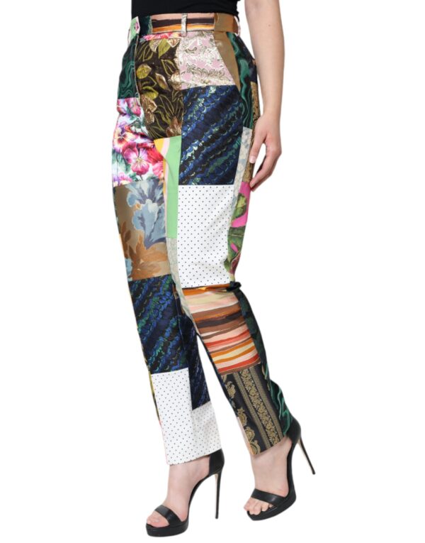 Dolce & Gabbana Multicolor Patchwork Jacquard High Waist Pants - Image 3