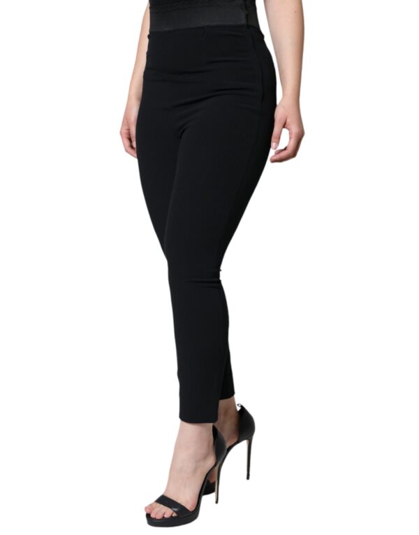 Dolce & Gabbana Black Viscose High Waist Tapered Pants - Image 3