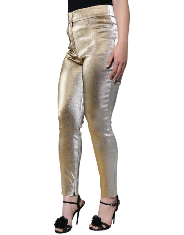 Dolce & Gabbana Metallic Gold High Waist Skinny Pants - Image 3