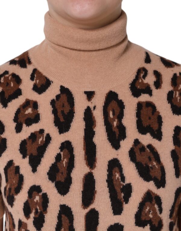 Dolce & Gabbana Beige Leopard Print Wool Turtleneck Top - Image 5