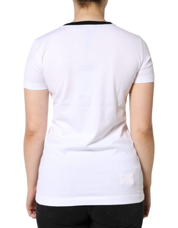Dolce & Gabbana White Eleganza Print Cotton Short Sleeves T-shirt - Image 4