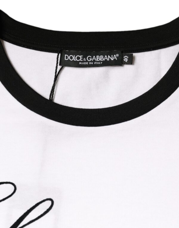 Dolce & Gabbana White Eleganza Print Cotton Short Sleeves T-shirt - Image 7