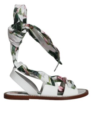 Dolce & Gabbana Multicolor Floral Print Ankle Wrap Sandals Shoes