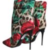 Dolce & Gabbana Multicolor Leopard Rose Mid Calf Boots Shoes - Image 4