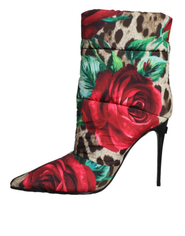 Dolce & Gabbana Multicolor Leopard Rose Mid Calf Boots Shoes - Image 5