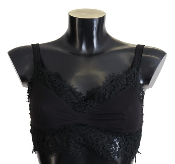 Dolce & Gabbana Black Floral Lace Stretch Bralette Underwear - Image 3