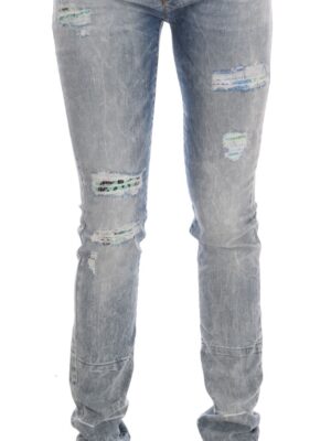 Versace Jeans Chic Light Blue Torn Slim Fit Jeans
