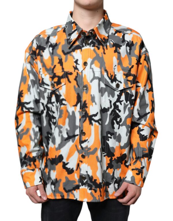 Dolce & Gabbana Multicolor Camouflage Cotton Denim Collared Jacket - Image 2
