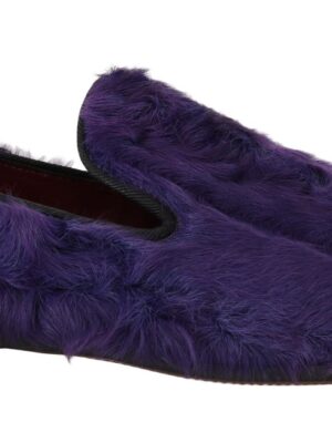 Dolce & Gabbana Plush Purple Sheep Fur Loafers