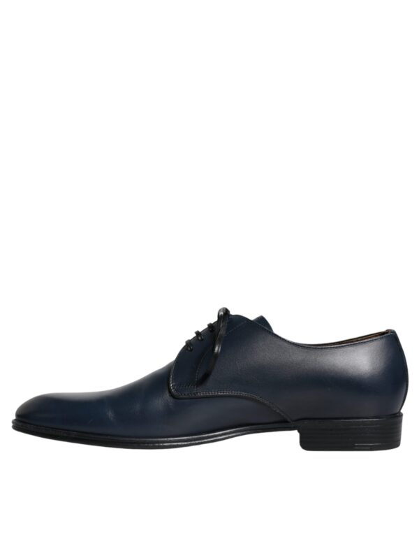 Dolce & Gabbana Navy Blue Leather Derby Dress Formal Shoes - Image 5