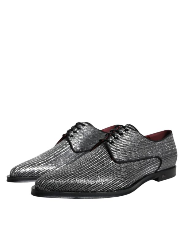 Dolce & Gabbana Silver Polyurethane Derby Formal Dress Shoes - Image 3