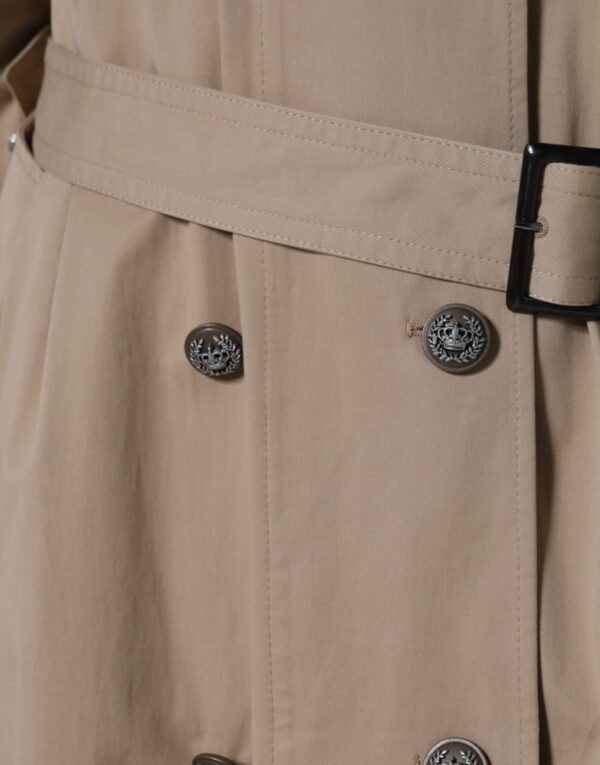 Dolce & Gabbana Khaki Double Breasted Trench Coat Jacket - Image 8