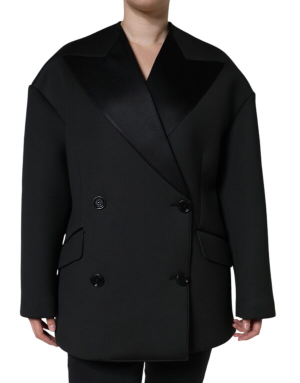 Dolce & Gabbana Black Polyester Double Breasted Coat Jacket - Image 2