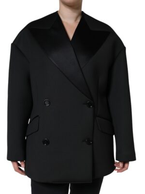 Dolce & Gabbana Black Polyester Double Breasted Coat Jacket