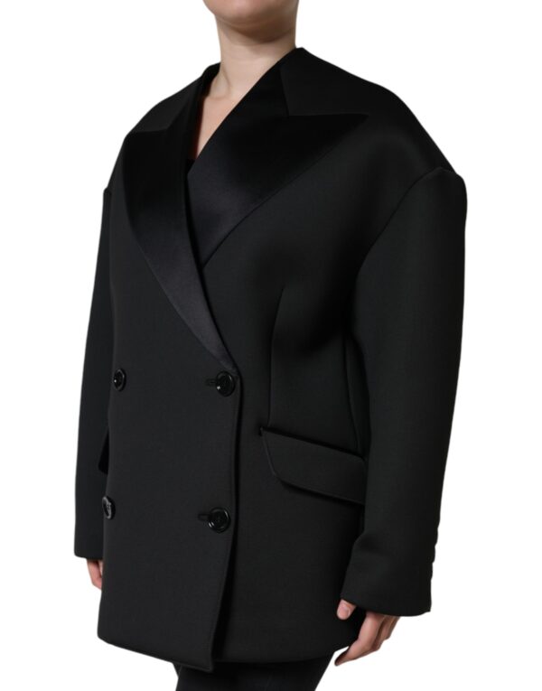 Dolce & Gabbana Black Polyester Double Breasted Coat Jacket - Image 3