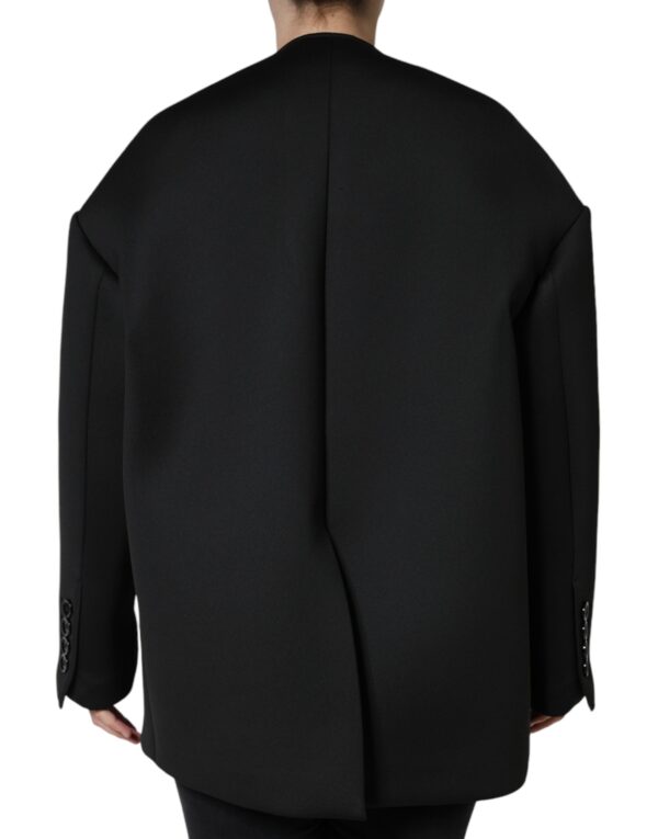 Dolce & Gabbana Black Polyester Double Breasted Coat Jacket - Image 4