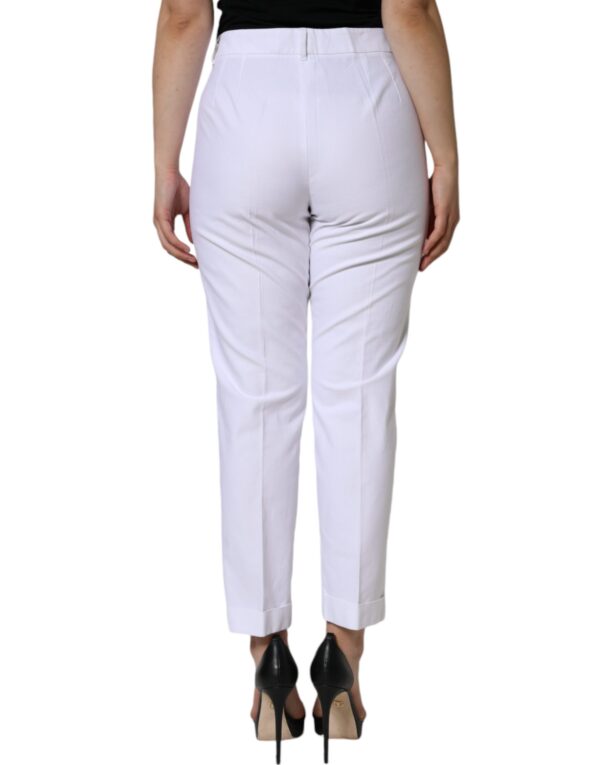 Dolce & Gabbana White Cotton Stretch Tapered Pants - Image 4