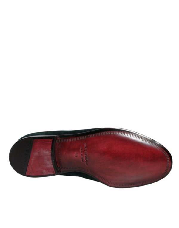 Dolce & Gabbana Green Velvet Slip On Loafers Flats Shoes - Image 7