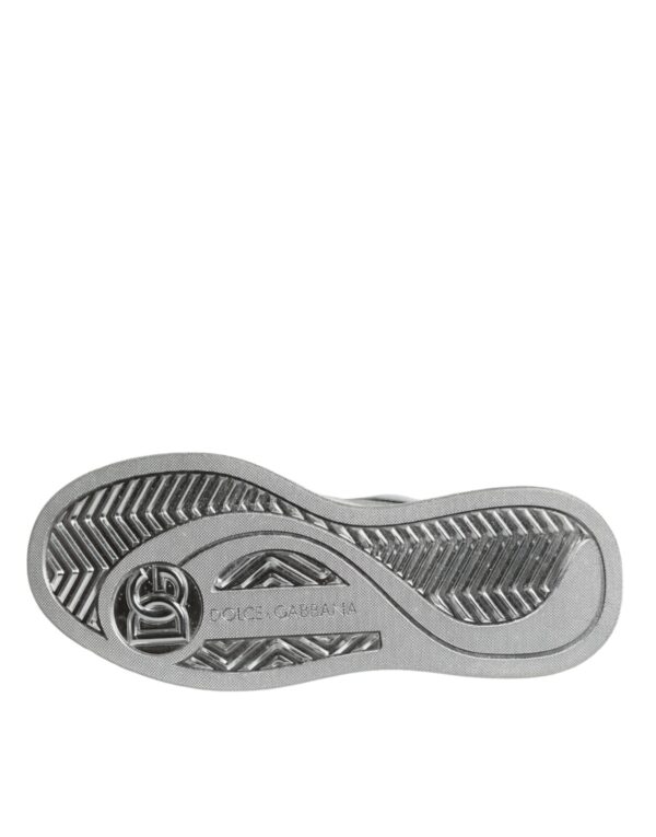 Dolce & Gabbana White Silver Leather Low Top Sneakers Shoes - Image 8