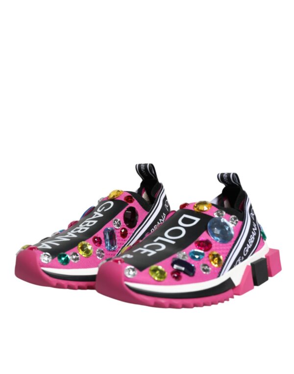 Dolce & Gabbana Pink Sorrento Crystals Low Top Sneakers Shoes - Image 4