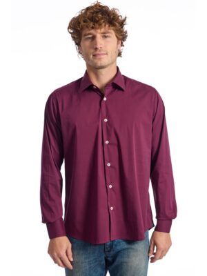 Baldinini Trend Burgundy Cotton Men Shirt