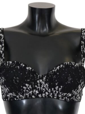 Dolce & Gabbana Elegant Black Floral Lace Silk Bra