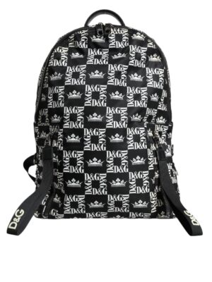 Dolce & Gabbana Black White DG Crown Logo Nylon Backpack Bag
