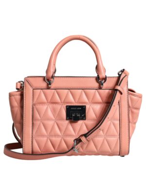 Michael Kors Peach Quilted Leather Logo Crossbody VIVIANNE Messenger Bag