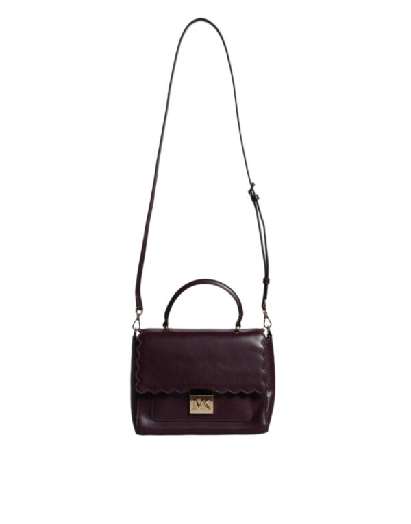 Michael Kors Purple Leather Logo Plaque Crossbody MINDY Satchel Bag - Image 2