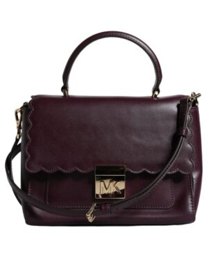 Michael Kors Purple Leather Logo Plaque Crossbody MINDY Satchel Bag