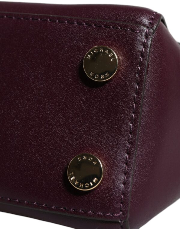 Michael Kors Purple Leather Logo Plaque Crossbody MINDY Satchel Bag - Image 7