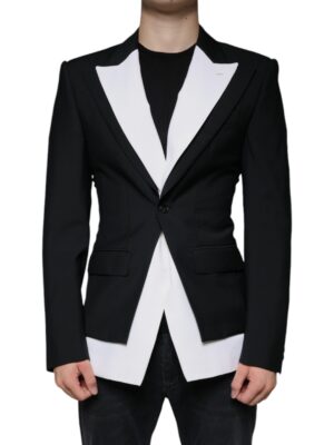 Dolce & Gabbana Black White Single Breasted Dress Blazer