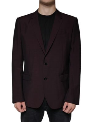 Dolce & Gabbana Bordeaux Wool Single Breasted Dress Blazer