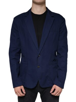 Dolce & Gabbana Blue Notch Single Breasted Dress Coat Blazer